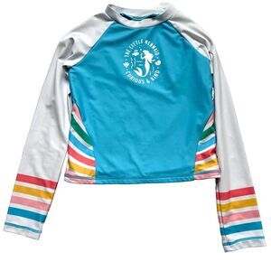 Disney Little Mermaid blue long sleeved rash guard girls size 7/8 UV protection